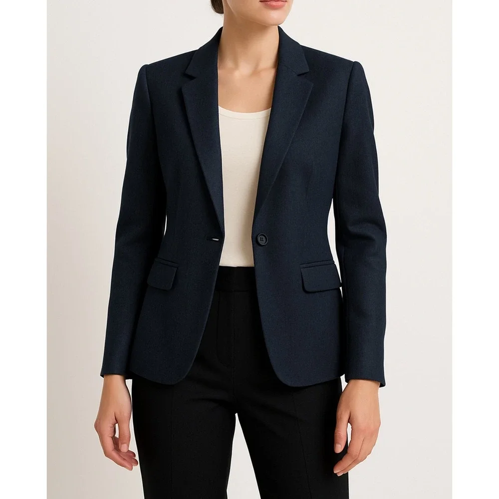 Polished Professional Blazer Size M Dark Wash Editor Lined w/ Vent & Structure - Picture 1 of 13